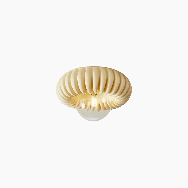 Flush Mount Ceiling Light French Cream Pumpkin Round