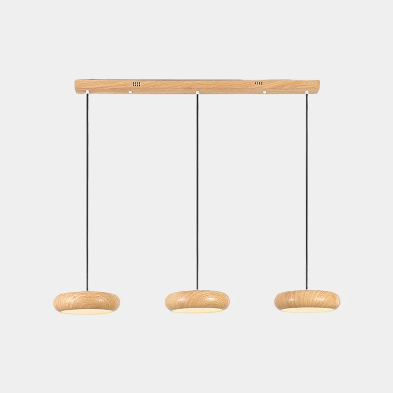 Pendant Light Minimalist Disc LED Dimmable, Wood Grain