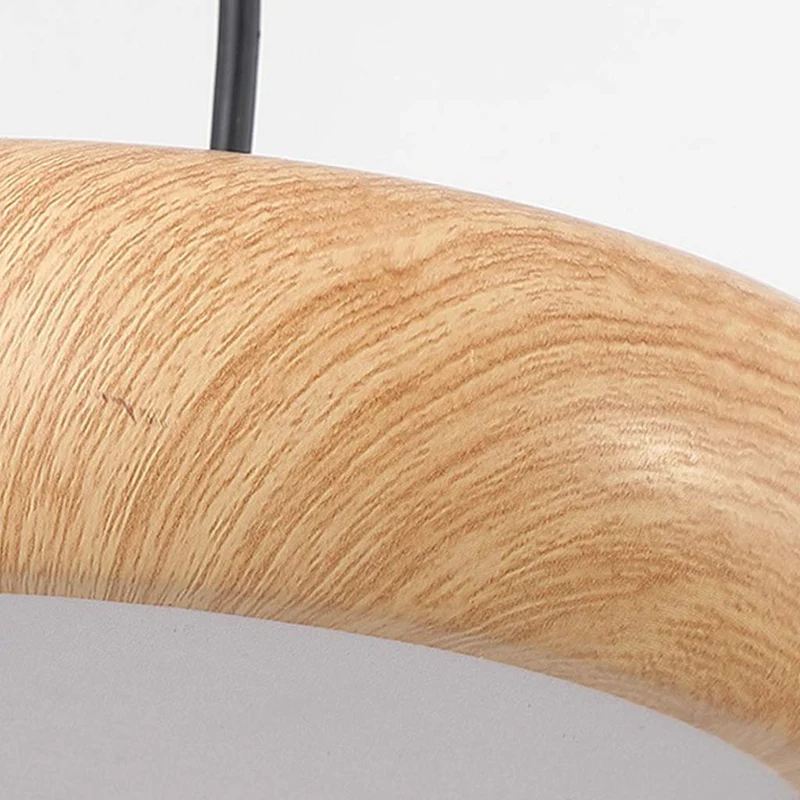 Pendant Light Minimalist Disc LED Dimmable, Wood Grain