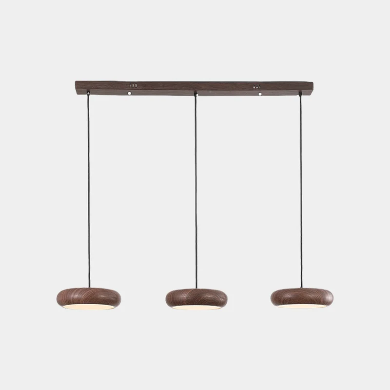 Pendant Light Minimalist Disc LED Dimmable, Wood Grain