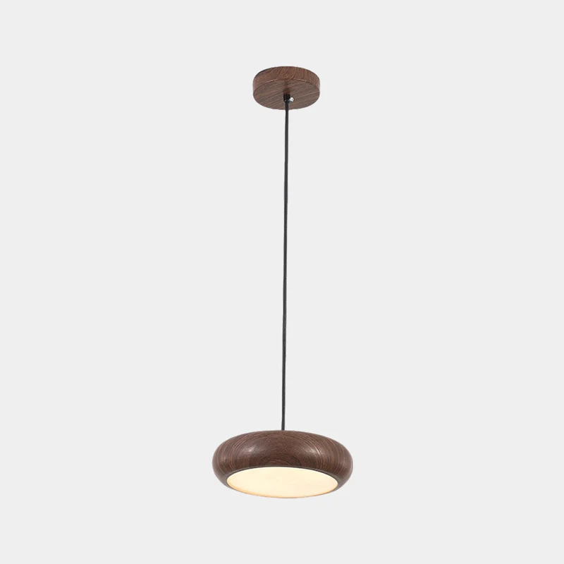 Pendant Light Minimalist Disc LED Dimmable, Wood Grain
