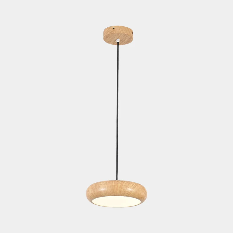 Pendant Light Minimalist Disc LED Dimmable, Wood Grain
