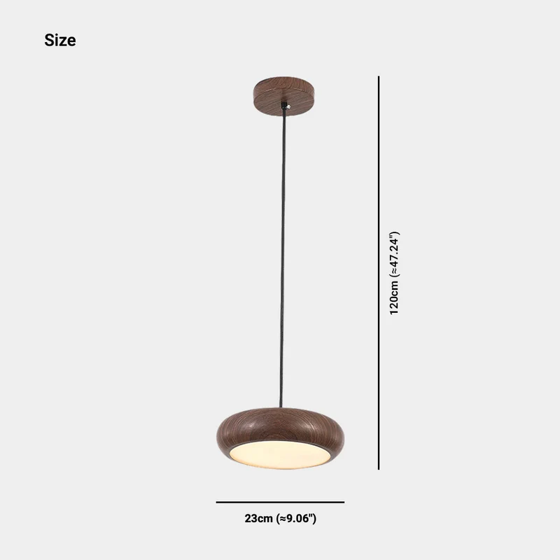 Pendant Light Minimalist Disc LED Dimmable, Wood Grain