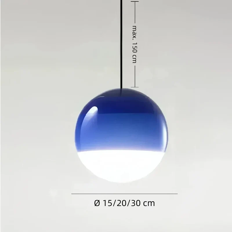 Bunte LED Pendelleuchte Kugel aus Glas für Esszimmer