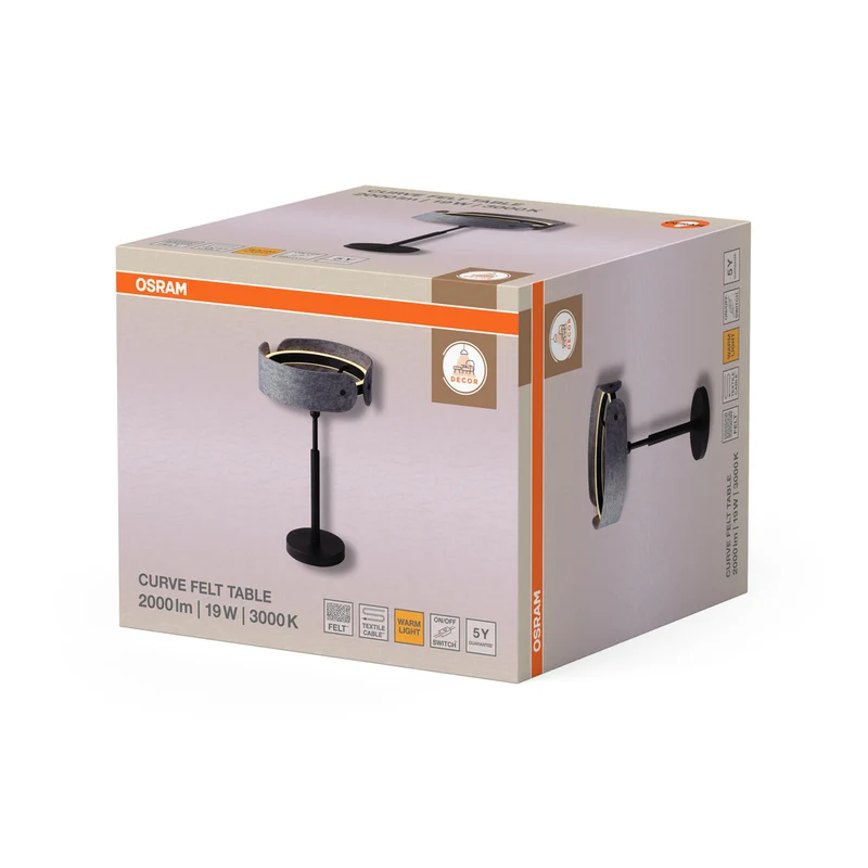 OSRAM DECOR Curve Felt Tischleuchte 19W 830 Dunkelgrau