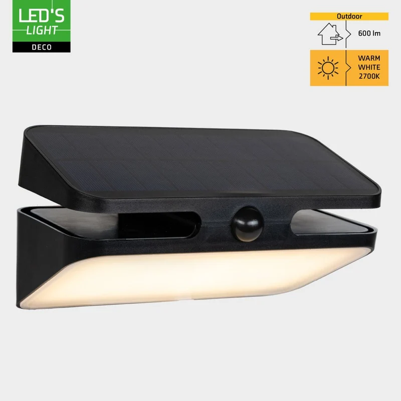 LED Solar Außenleuchte 600lm 2700K warmweiß IP54 Schwarz - LED's Light Deco