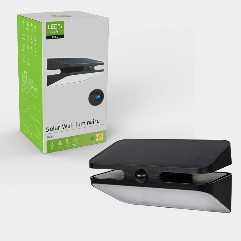 LED Solar Außenleuchte 600lm 2700K warmweiß IP54 Schwarz - LED's Light Deco