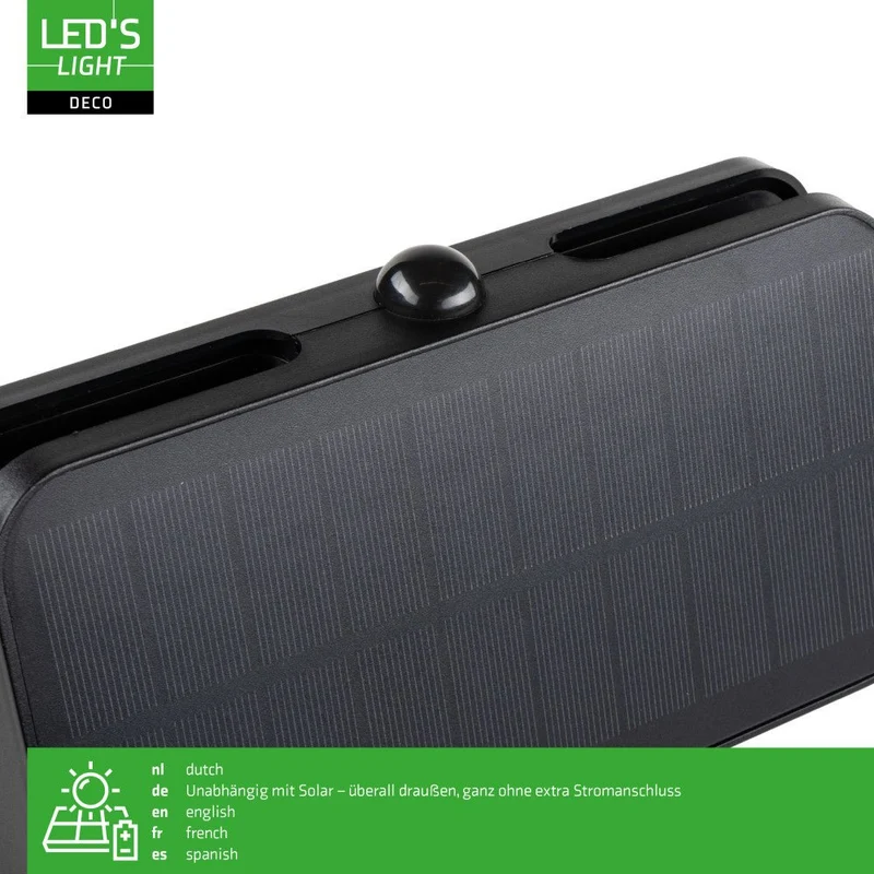 LED Solar Außenleuchte 600lm 2700K warmweiß IP54 Schwarz - LED's Light Deco