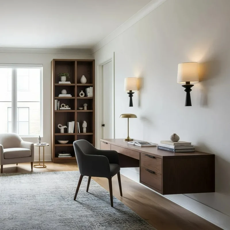 Vintage Wandleuchte mit weißem Stoffschirm für das Esszimmer