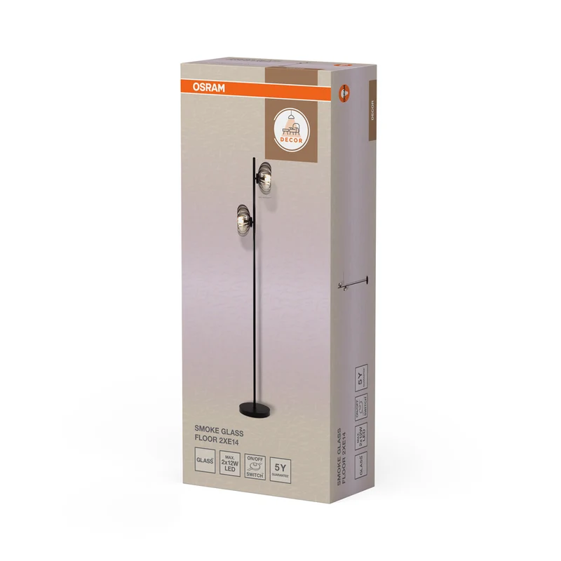 OSRAM DECOR Smoke Glass Stehleuchte 2xE14 Schwarz