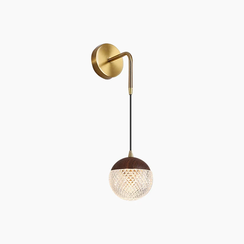 Wall Sconce Light Unique Wooden Globe LED Hanging