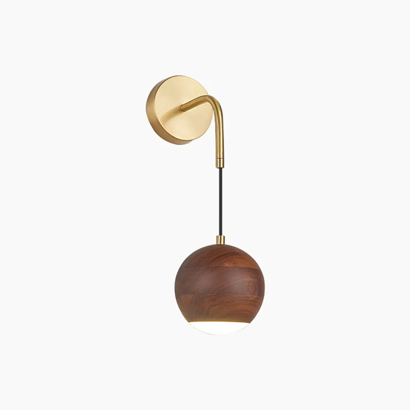 Wall Sconce Light Unique Wooden Globe LED Hanging