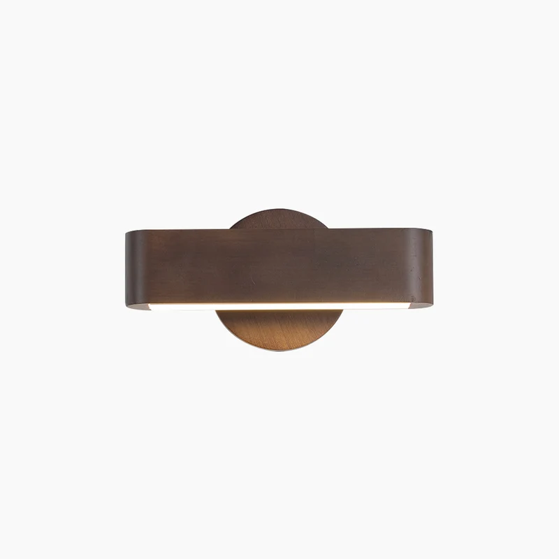 Wall Mount Light Nordic Wooden Rotatable LED, Log/Walnut Color