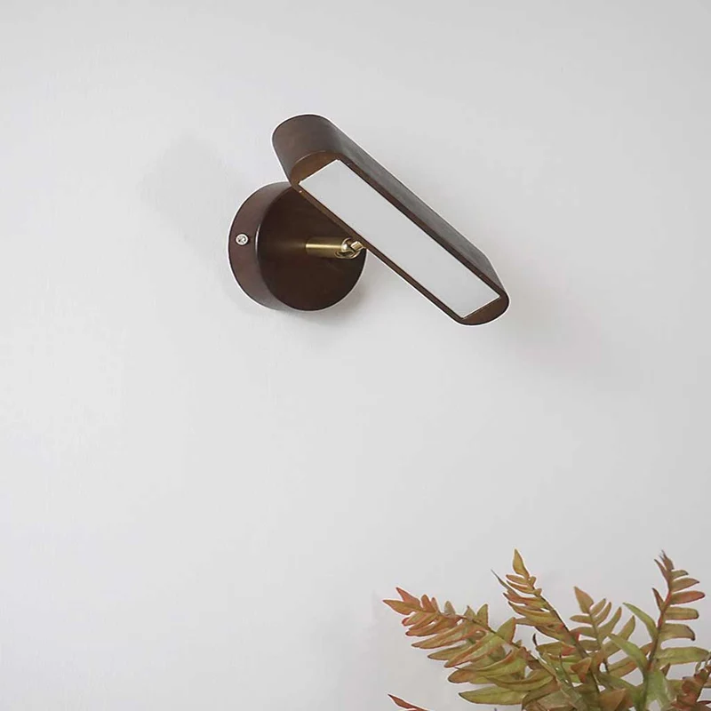Wall Mount Light Nordic Wooden Rotatable LED, Log/Walnut Color