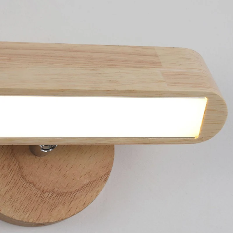 Wall Mount Light Nordic Wooden Rotatable LED, Log/Walnut Color