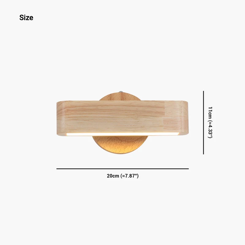 Wall Mount Light Nordic Wooden Rotatable LED, Log/Walnut Color