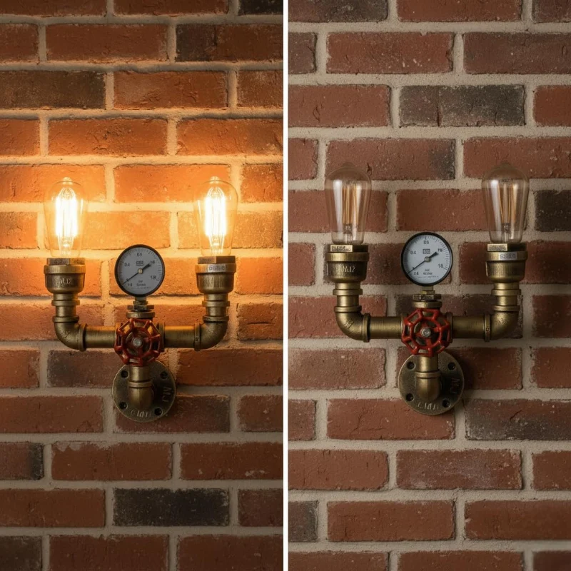 Steampunk Wandlampe Gebürstetes Kupfer Wandleuchten ~3475