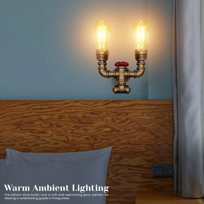 Steampunk Wandlampe Gebürstetes Kupfer Wandleuchten ~3475