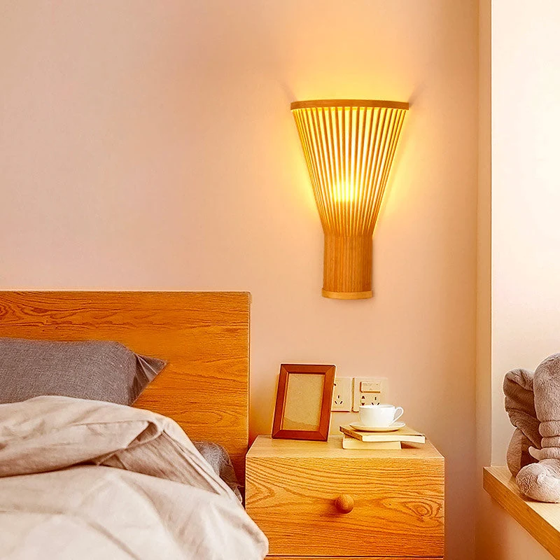 Skandinavische Wandleuchte aus Bambus für Schlafzimmer – Nordlys