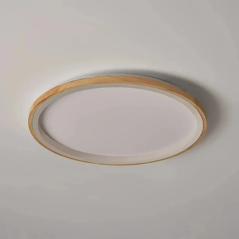 Flache LED-Deckenleuchte aus Holz, dimmbar, Ringdesign, für das Schlafzimmer