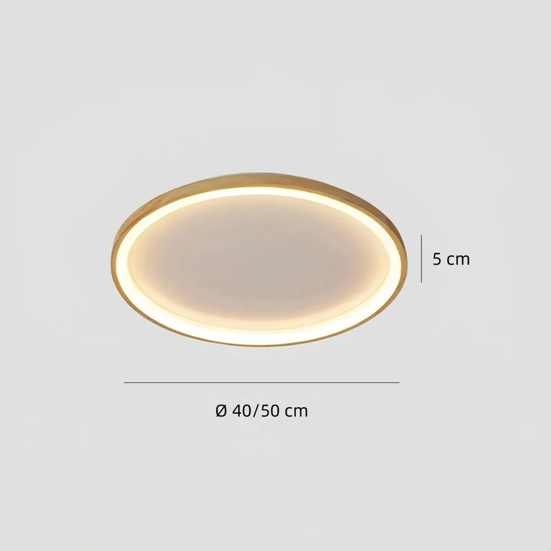 Flache LED-Deckenleuchte aus Holz, dimmbar, Ringdesign, für das Schlafzimmer