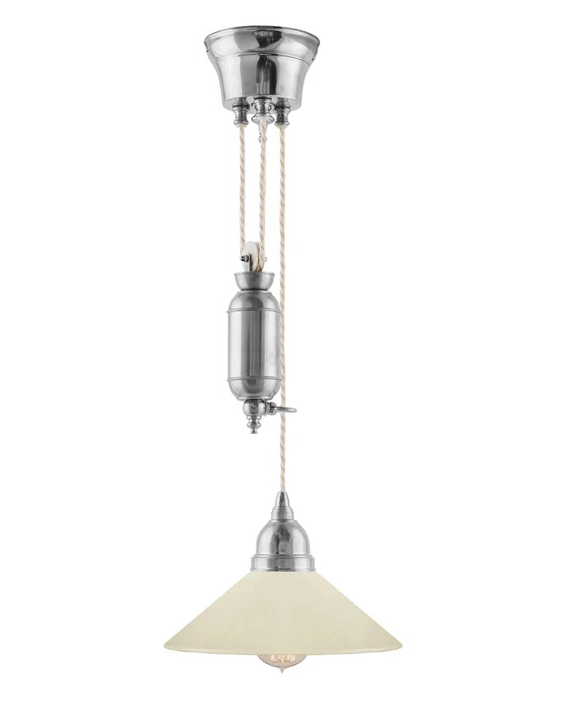 Taklampa - Skomakarhiss nickel med benvit skärm 25 cm