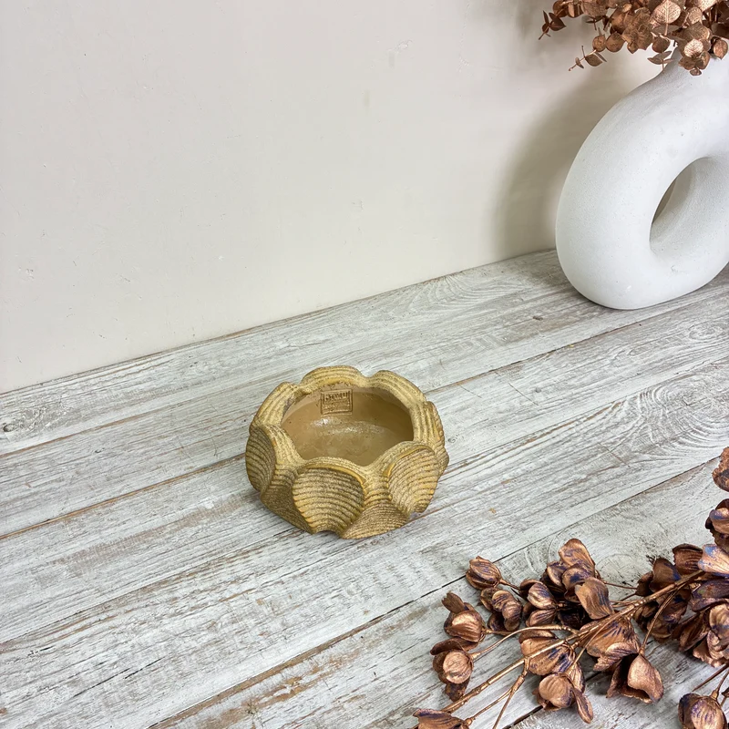PTMD Blumentopf Keramikschale Blumenform Ocker Senfgelb Deko