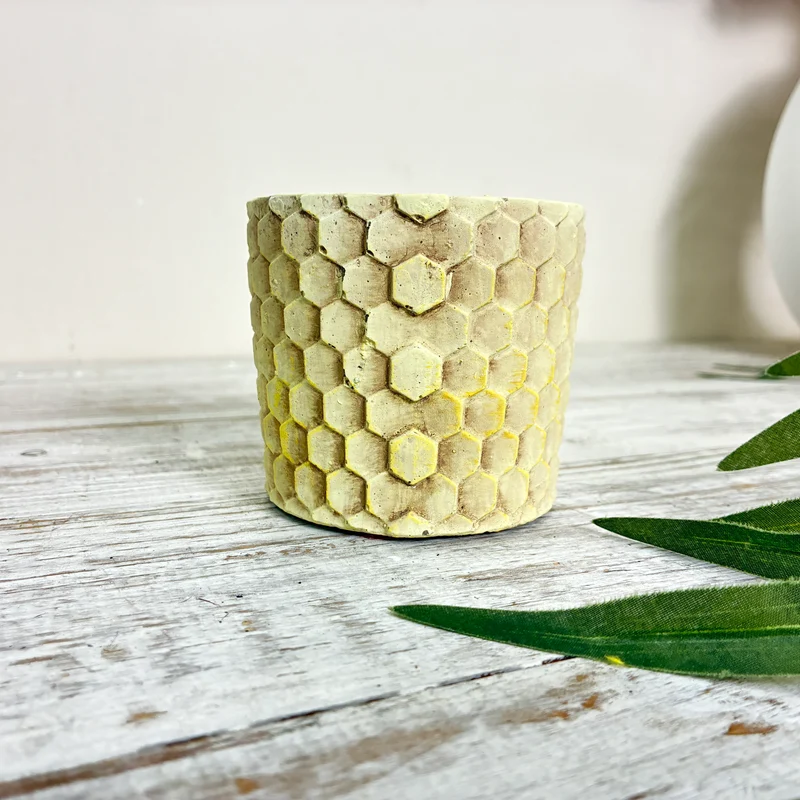 PTMD Siedler Blumentopf Übertopf Pflanztopf Keramik Wabenmuster Beige Deko