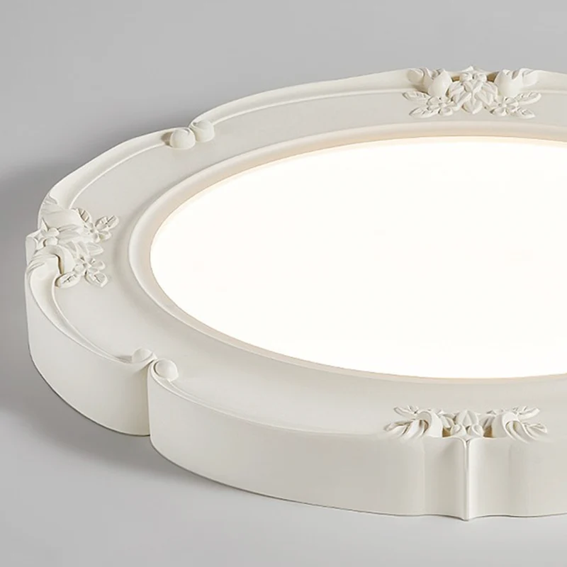 Flush Mount Ceiling Light French Retro Dimmable LED, White