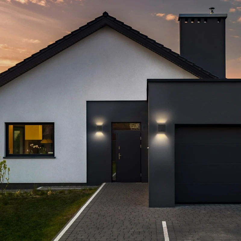 LED Wandleuchte 90° 7W 380lm 1800K extra warmweiß IP54 Schwarz - Lumo