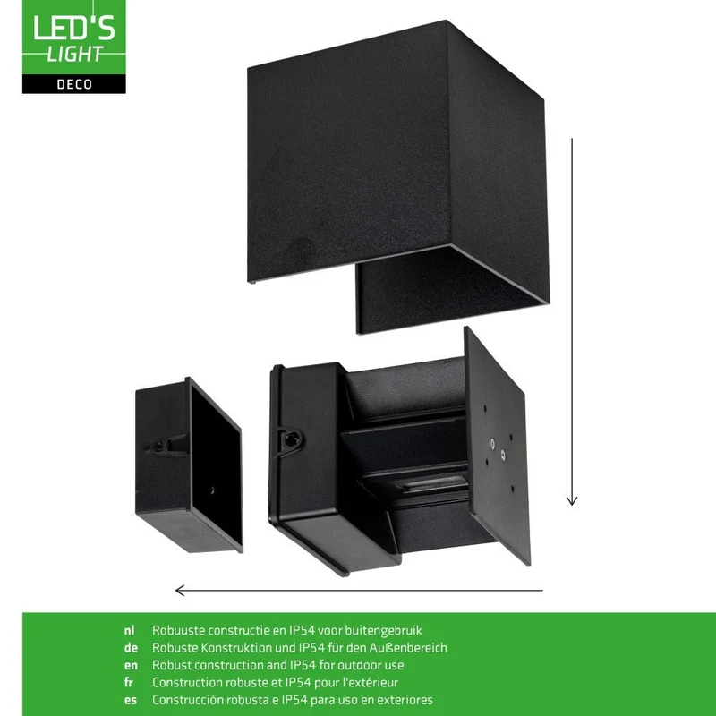 LED Wandleuchte 90° 7W 380lm 1800K extra warmweiß IP54 Schwarz - Lumo