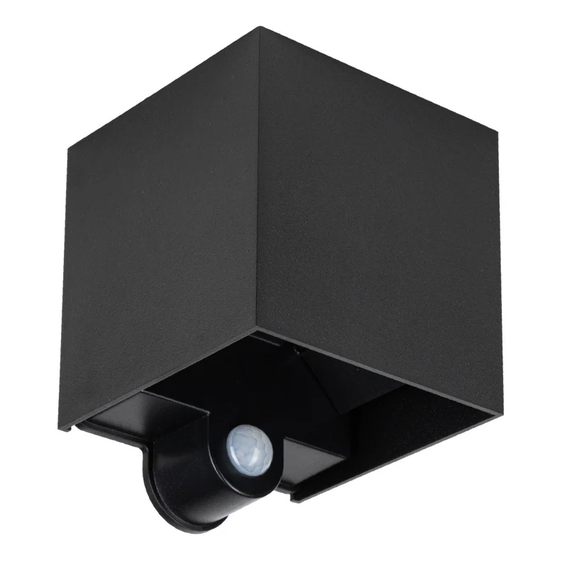 Lumo Qube Sensor-Wandleuchte für den Außenbereich mit Lichtquelle – 380 lm, 1800 K – Schwarz