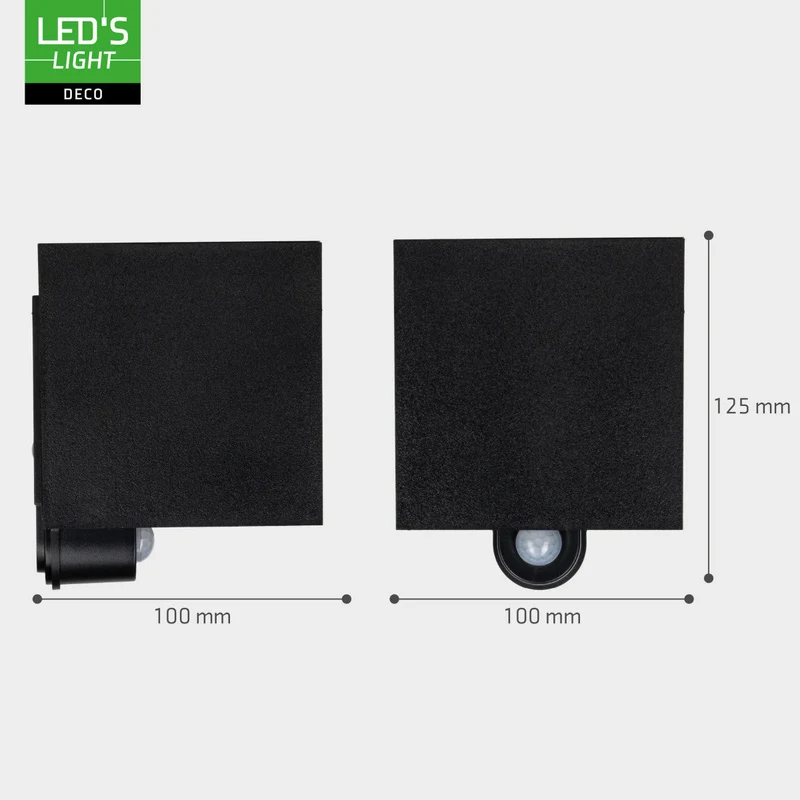 Lumo Qube Sensor-Wandleuchte für den Außenbereich mit Lichtquelle – 380 lm, 1800 K – Schwarz