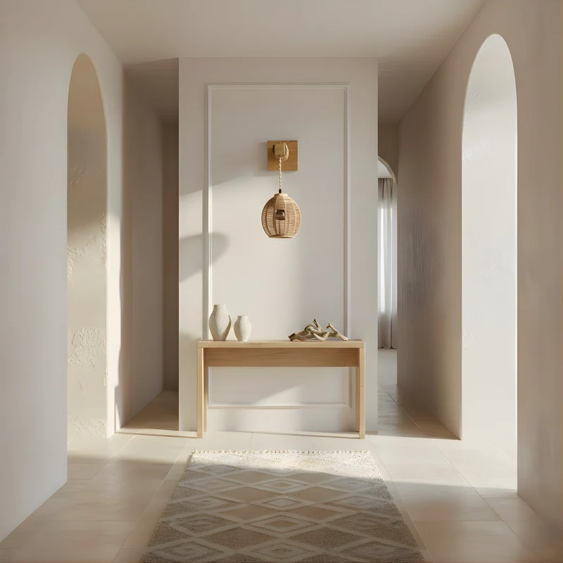 Wandleuchte aus Holz und Rattan für den Innenbereich – Erindale