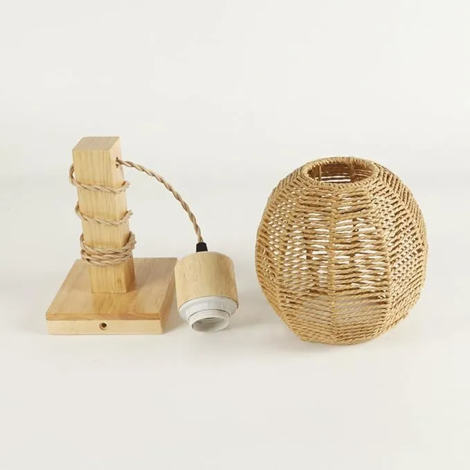 Wandleuchte aus Holz und Rattan für den Innenbereich – Erindale