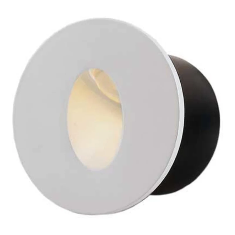 LED-Treppenbeleuchtung - Wandleuchte Einbau rund | Weiß | Ø60mm | 3Watt | 3000K.