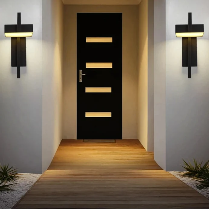 LED-Wandleuchte aus schwarzem Stahl für den Außenbereich – Armonéus