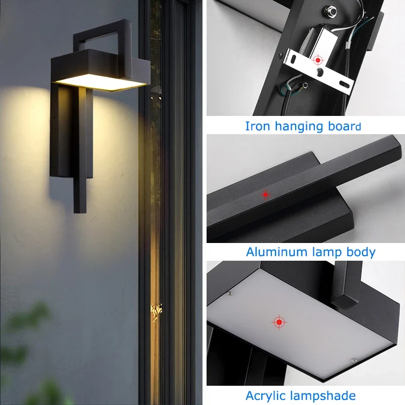 LED-Wandleuchte aus schwarzem Stahl für den Außenbereich – Armonéus