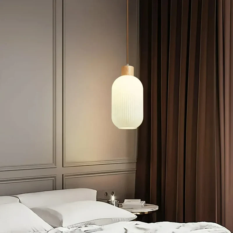 Skandinavische Pendelleuchte aus Opalglas für Schlafzimmer