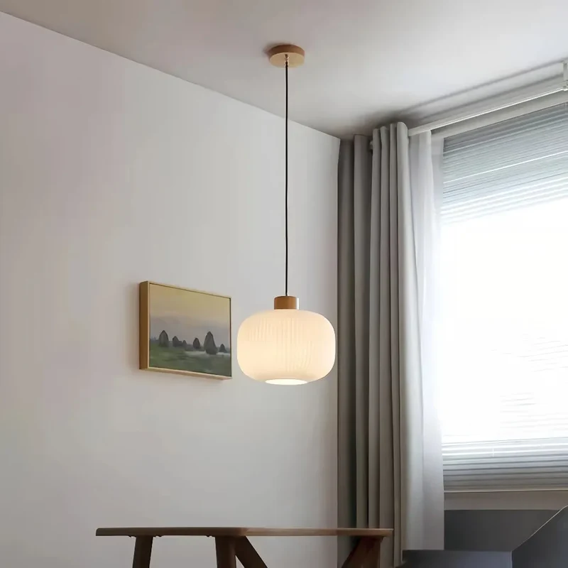 Skandinavische Pendelleuchte aus Opalglas für Schlafzimmer