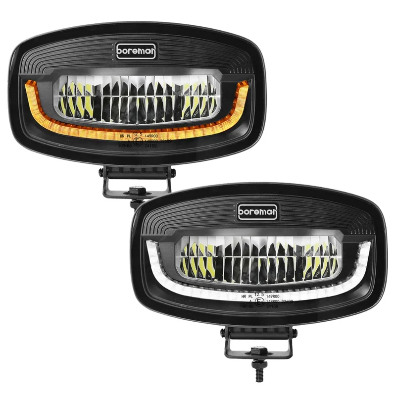 Boreman Phantom Dark LED Jumbo-Fahrscheinwerfer mit gelbem/weißem Positionslicht