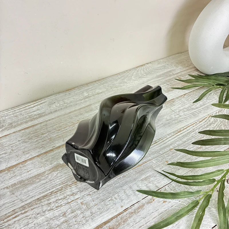 PTMD Florence Vase Schwarz Dunkelgrün Glas Tischvase Gedrehte Form Deko