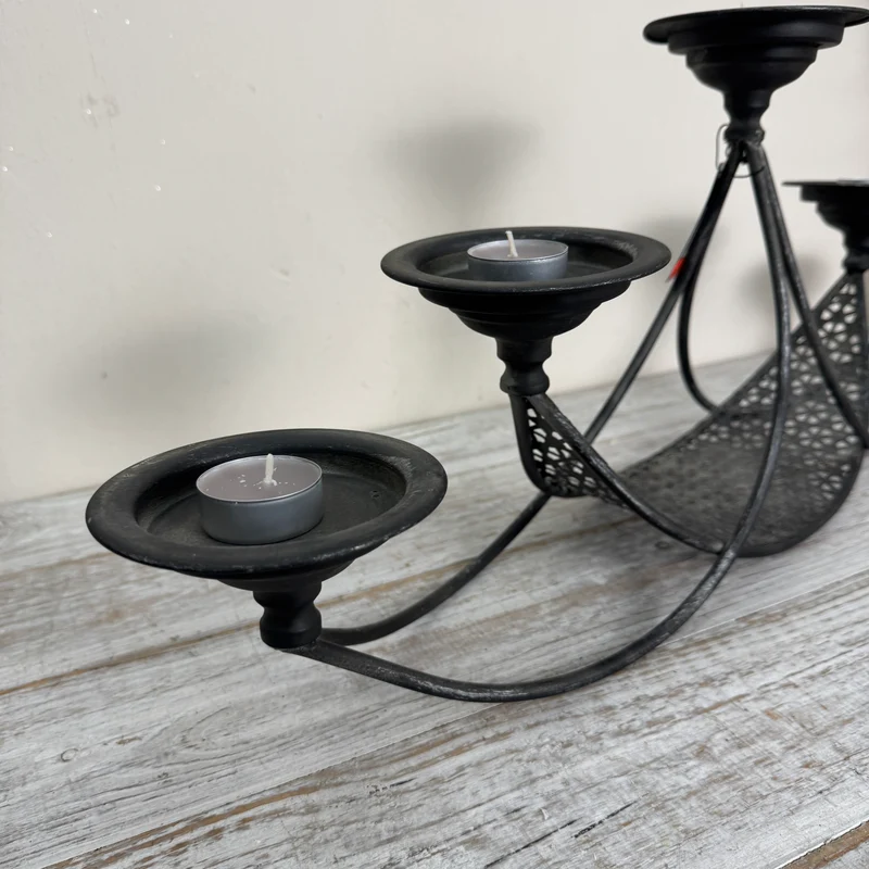 PTMD Zicca Kerzenleuchter Kerzenhalter 5-armig Metall Schwarz Vintage Deko