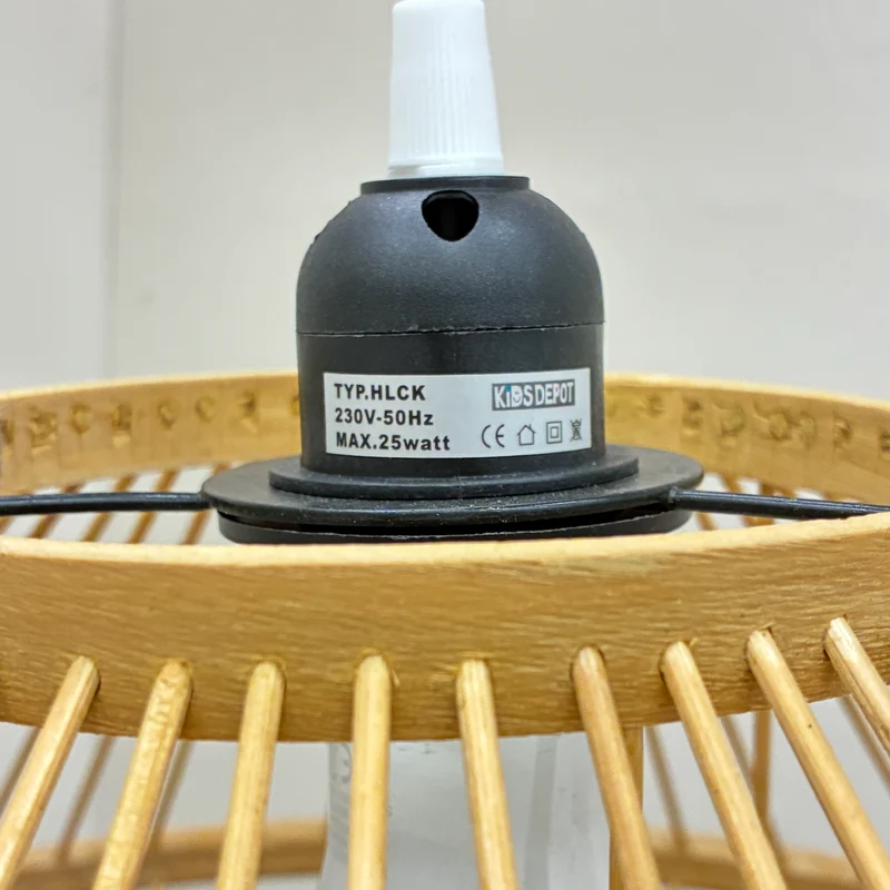 Deckenlampe Beige Bambus Holz Hängeleuchte Boho Skandi Lampe