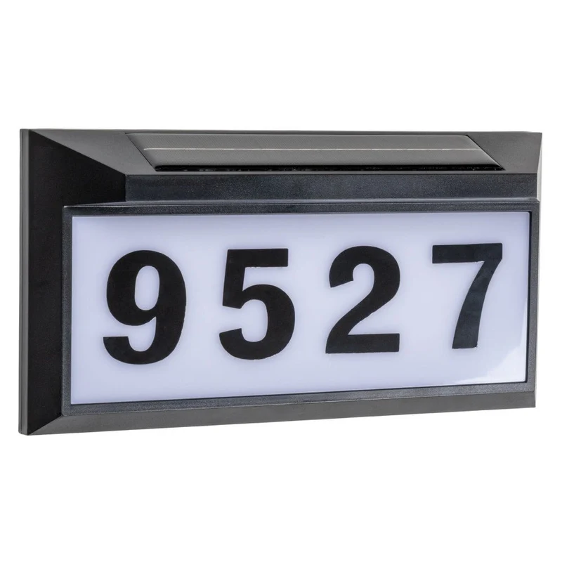 Solar LED Hausnummernschild 15lm 6000K kaltweiß Schwarz - LED's Light