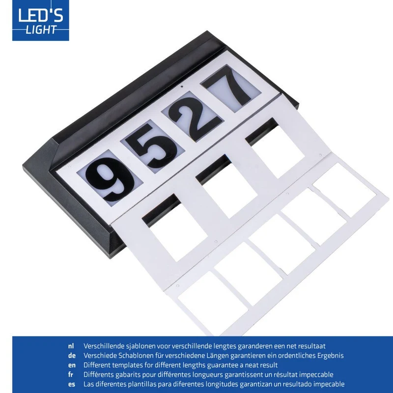 Solar LED Hausnummernschild 15lm 6000K kaltweiß Schwarz - LED's Light
