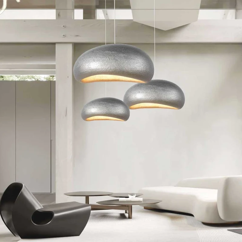 Pendant Light Japanese Wabi-Sabi Cloud, Metal Silver / Black