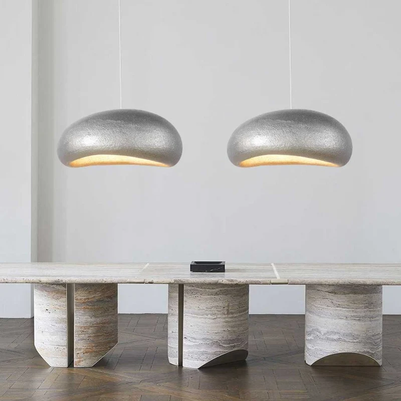 Pendant Light Japanese Wabi-Sabi Cloud, Metal Silver / Black