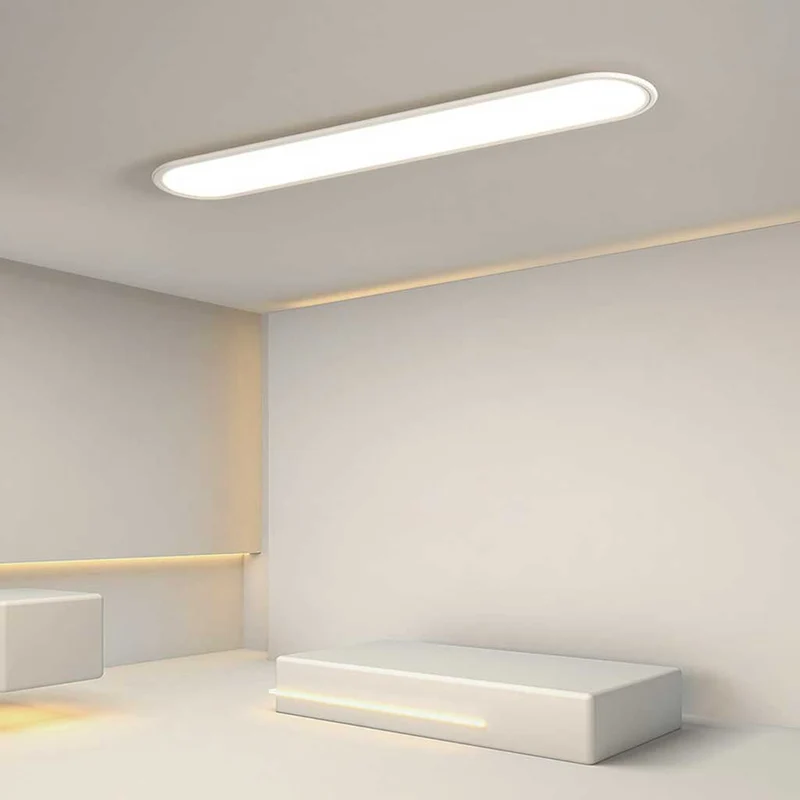Flush Mount Ceiling Light LED Modern Rounded Rectangle, White