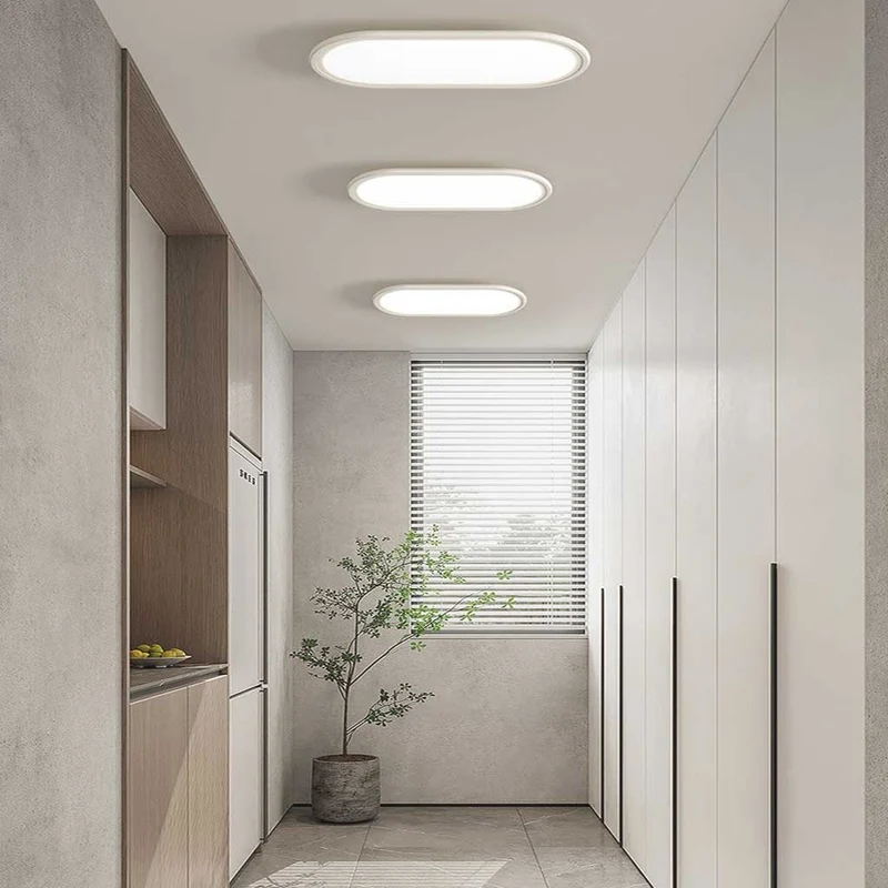 Flush Mount Ceiling Light LED Modern Rounded Rectangle, White